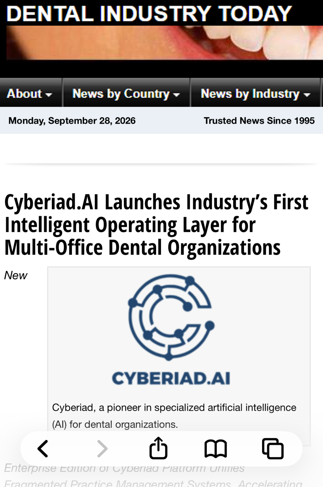 Cyberiad Enterprise Edition Coverage from Dentistry Today
