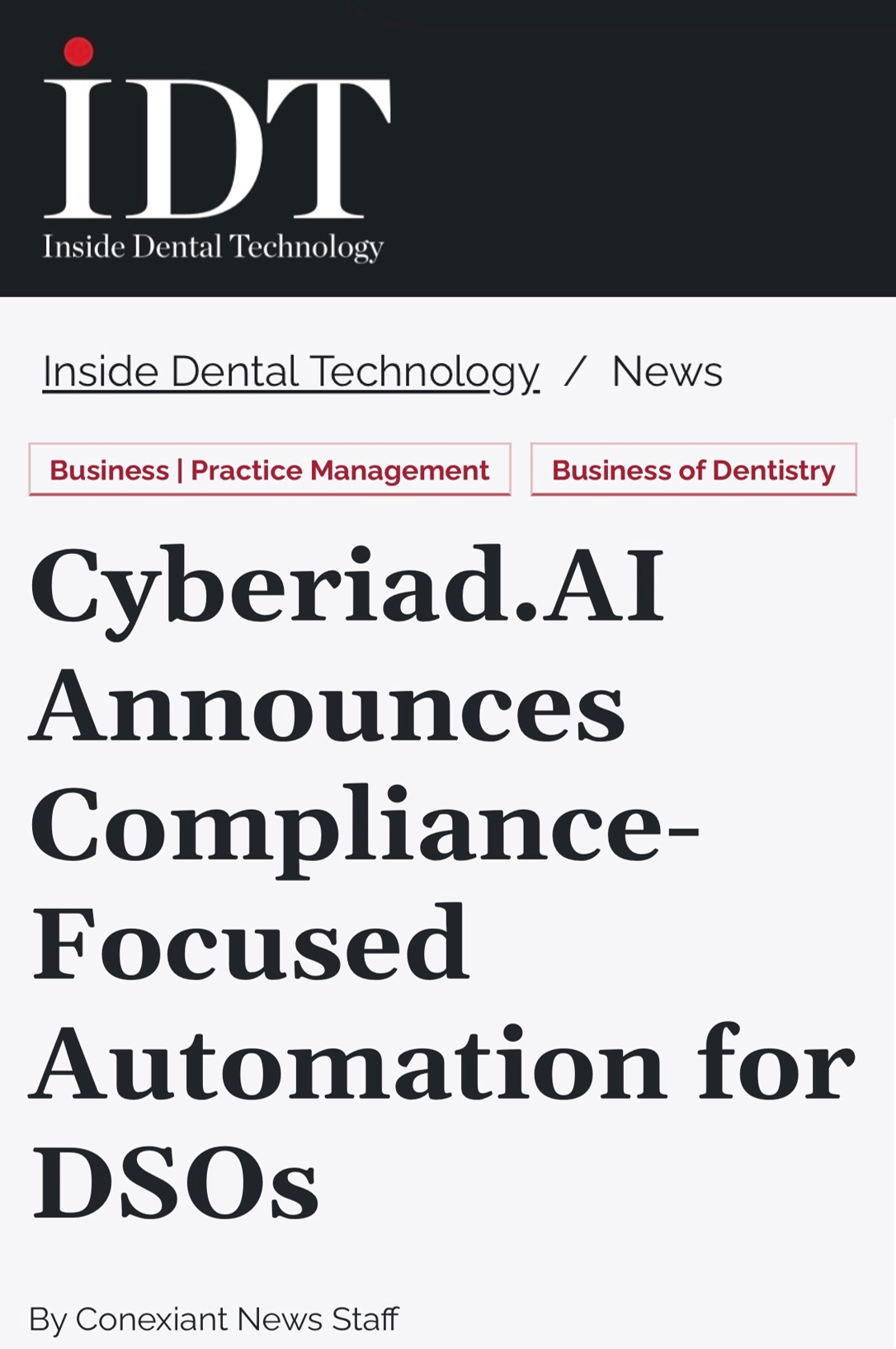 Inside Dental Technology Cyberiad News Pickup
