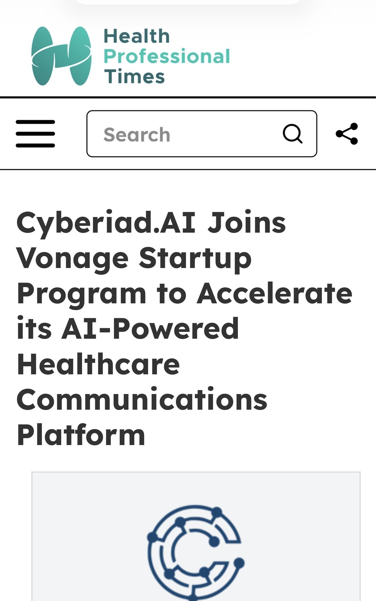 Health Professional Times: Vonage Startup Program
