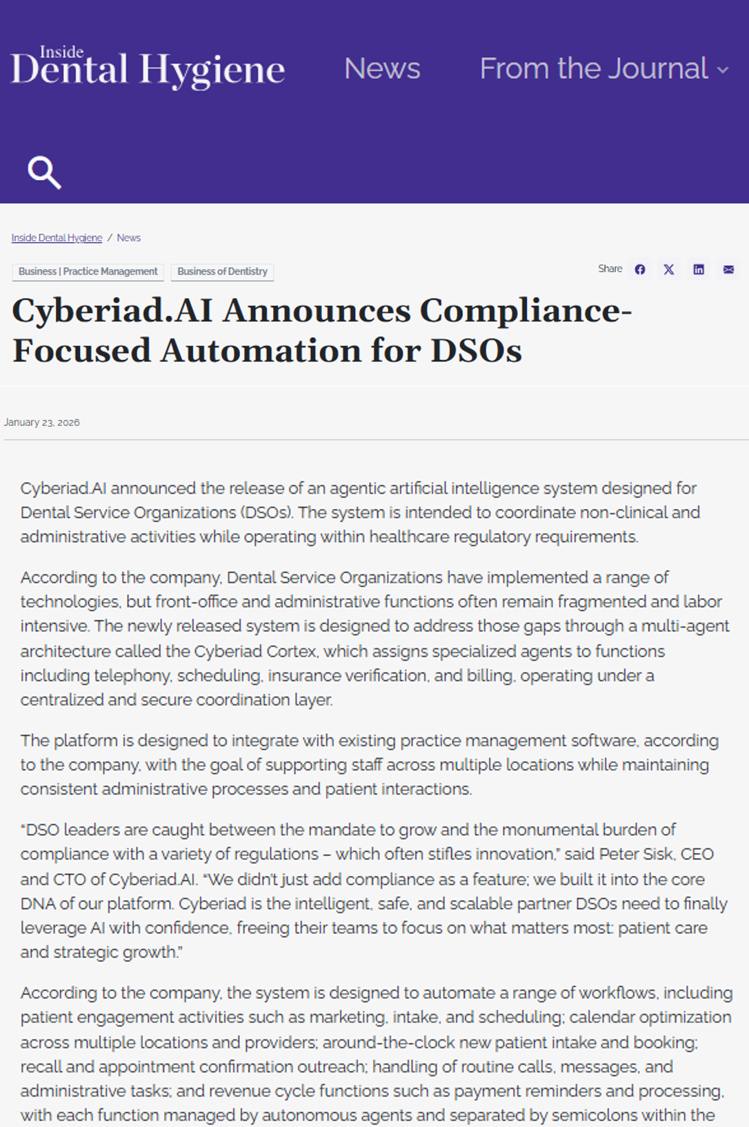 Inside Dental Hygiene Pickup Cyberiad Launch