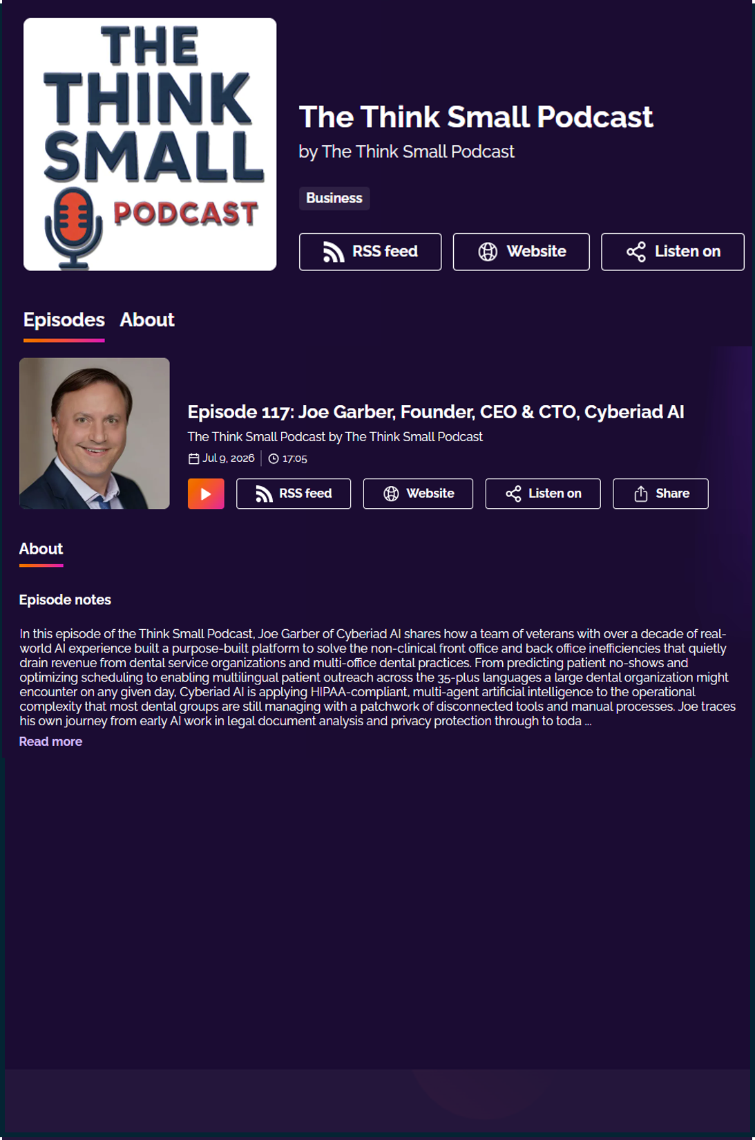 Think Small Podcast Building the Foundations for Scale at Cyberiad